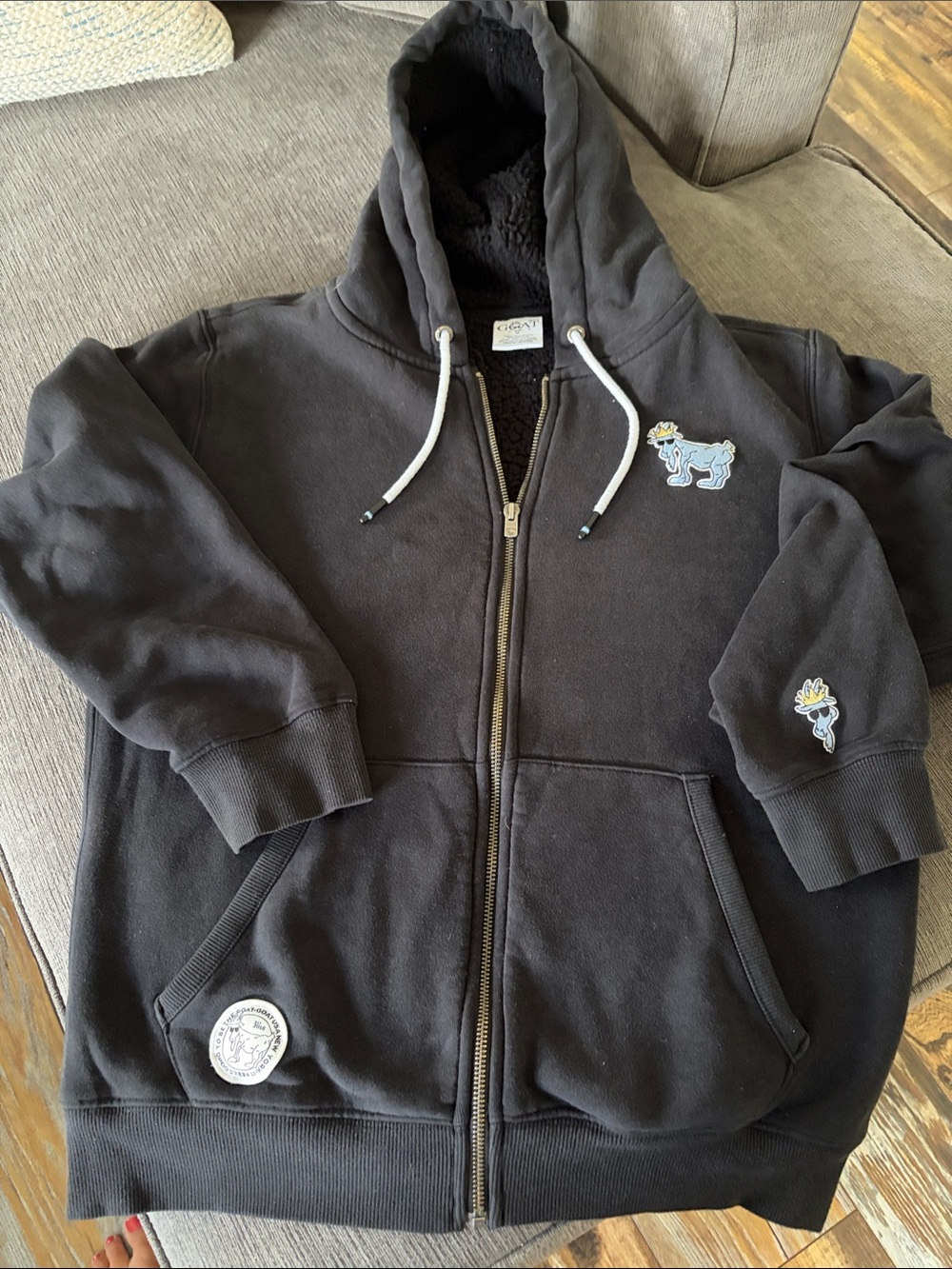 GOAT USA Black Zip-Up Hoodie with Sherpa Lining -